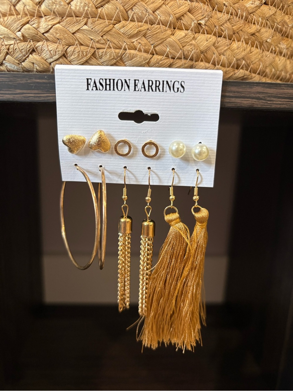 6 Pair Set - Gold Multi-Style Women's Earrings